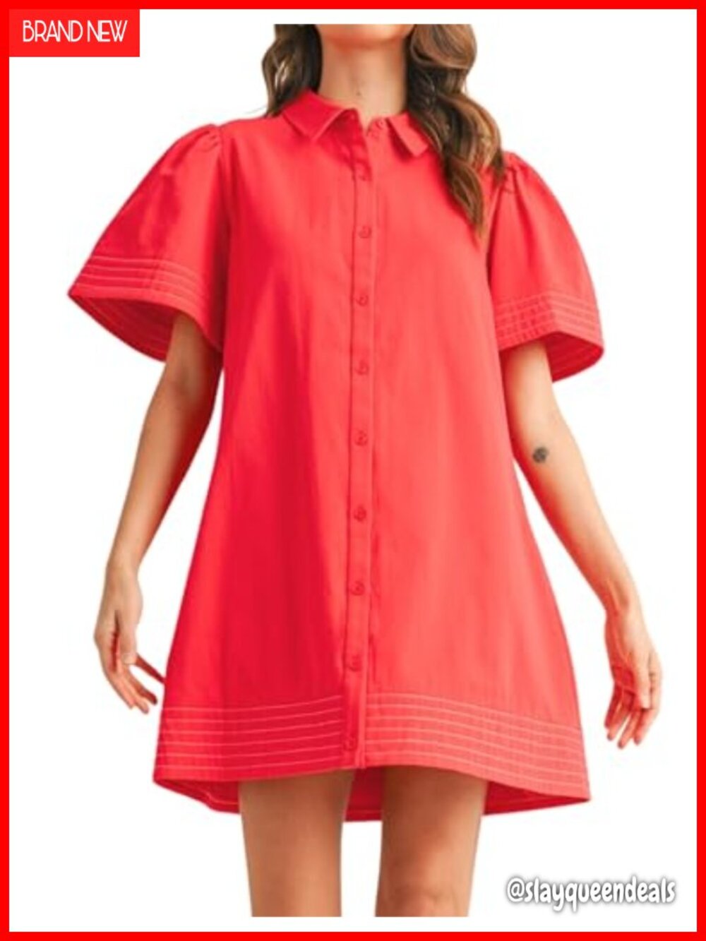 Meyhad Womens Button Down Mini Shirt Dress Collared Short Sleeve